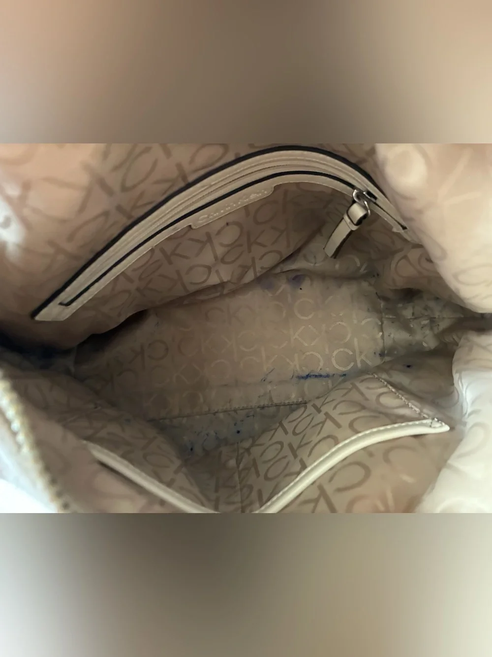 Calvin Klein Beige Prism Logo Hobo Bag - Used